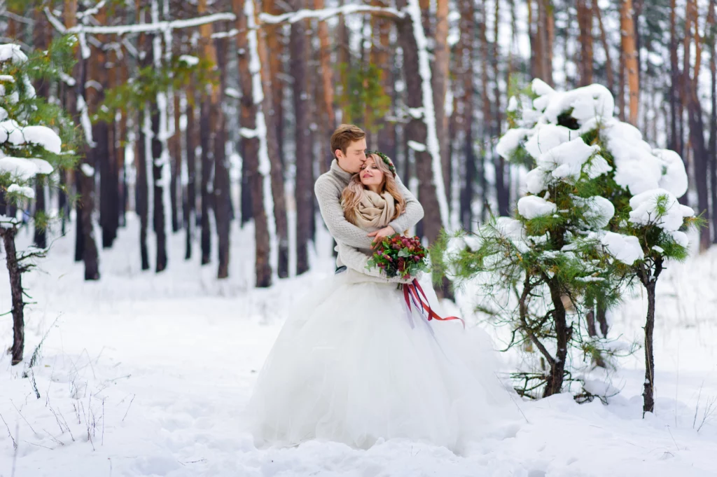 Cérémonie de mariage en hiver